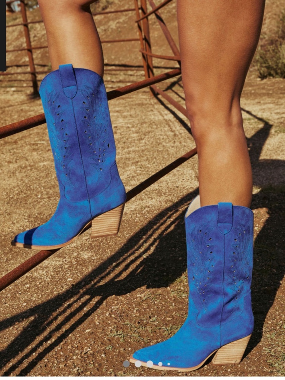 Miracle Miles Electric Blue Suede Western Heeled Boots NWT - Picture 6 of 16